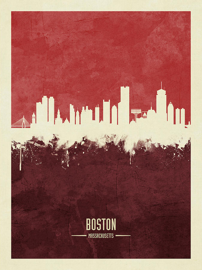 Boston Digital Art - Boston Massachusetts Skyline #21 by Michael Tompsett