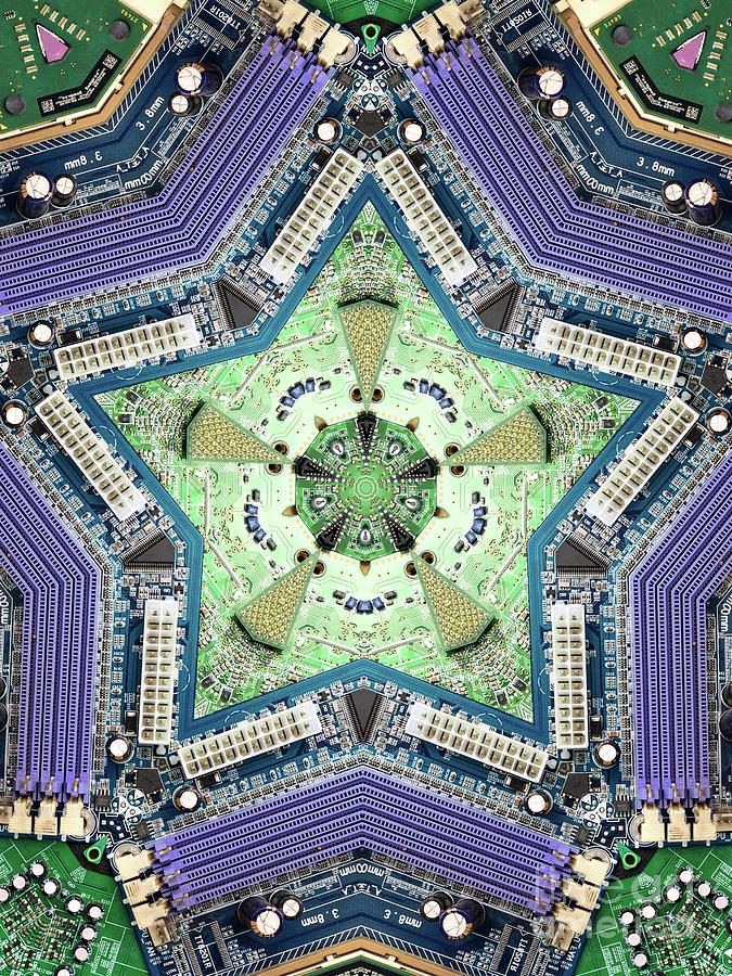 Computer Circuit Board Kaleidoscopic Design #21 Photograph by Amy Cicconi