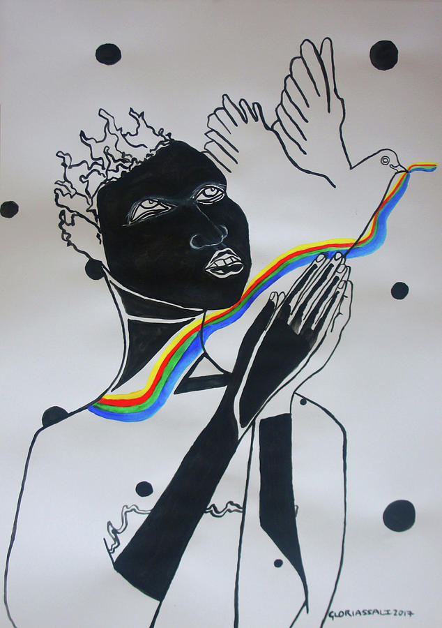 Hope for Peace in South Sudan #21 Painting by Gloria Ssali