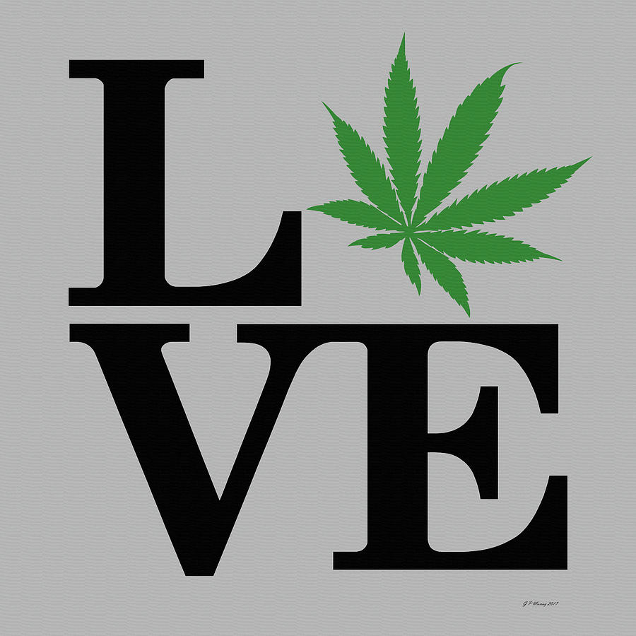 Marijuana Leaf Love Sign #21 Digital Art by Gregory Murray
