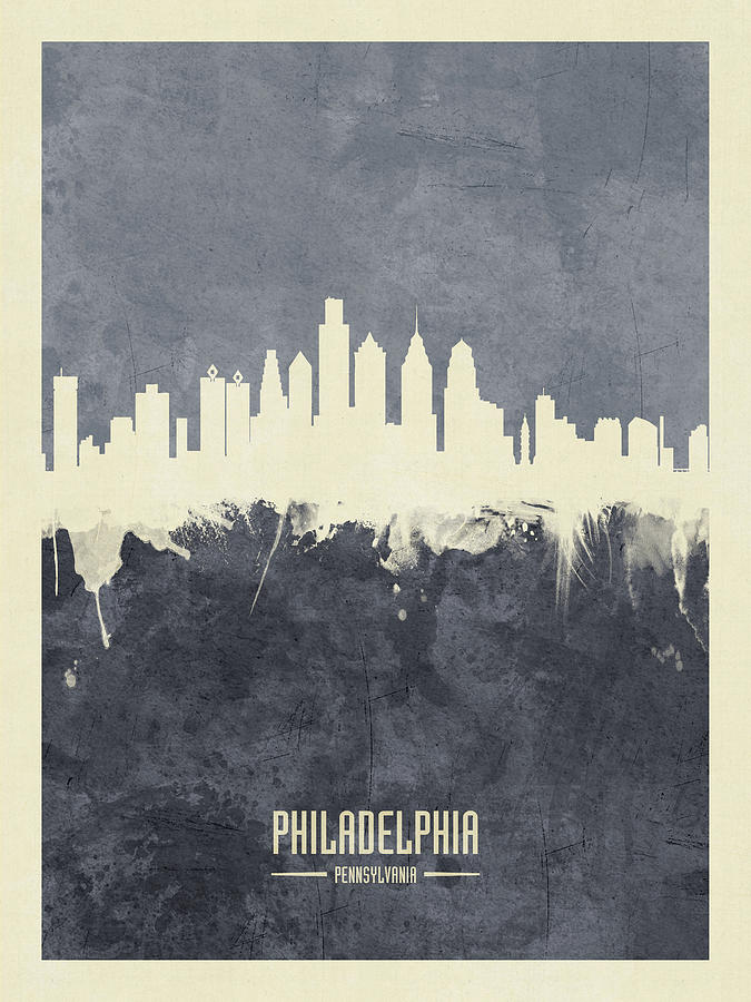 Philadelphia Digital Art - Philadelphia Pennsylvania Skyline #21 by Michael Tompsett