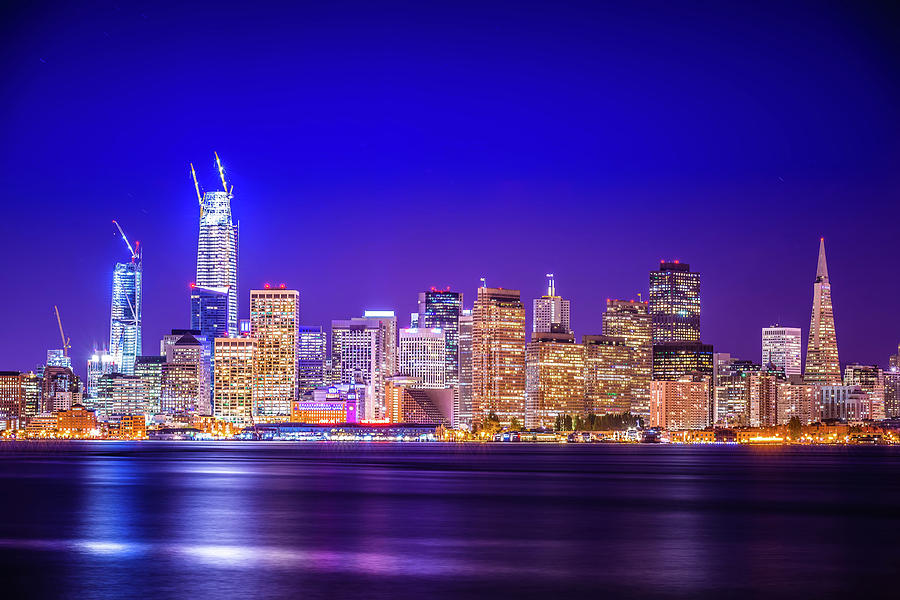 San Francisco California Cityscape Skyline At Night #21 Photograph by Alex Grichenko
