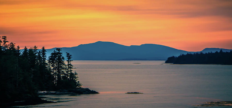 Sunset Over Alaska Fjords On A Cruise Trip Near Ketchikan #21 Photograph by Alex Grichenko