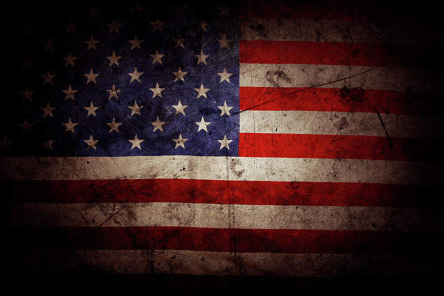 Grunge American flag 12 Photograph by Les Cunliffe