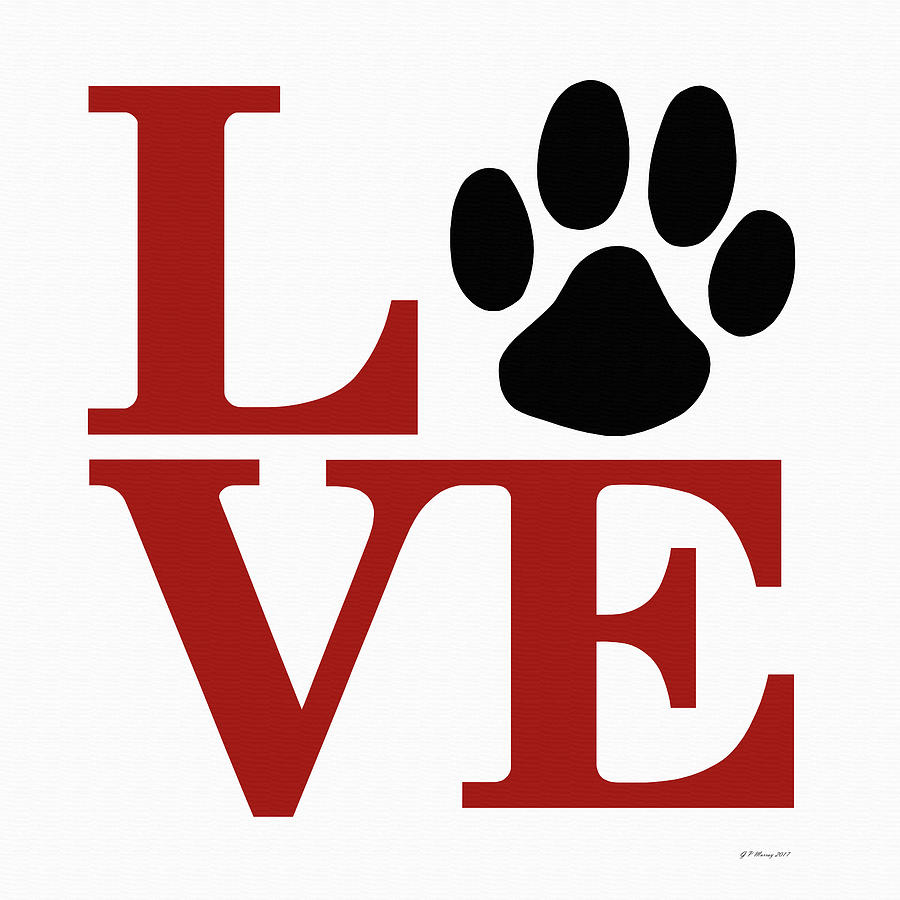 Dog Paw Love Sign #22 Digital Art by Gregory Murray