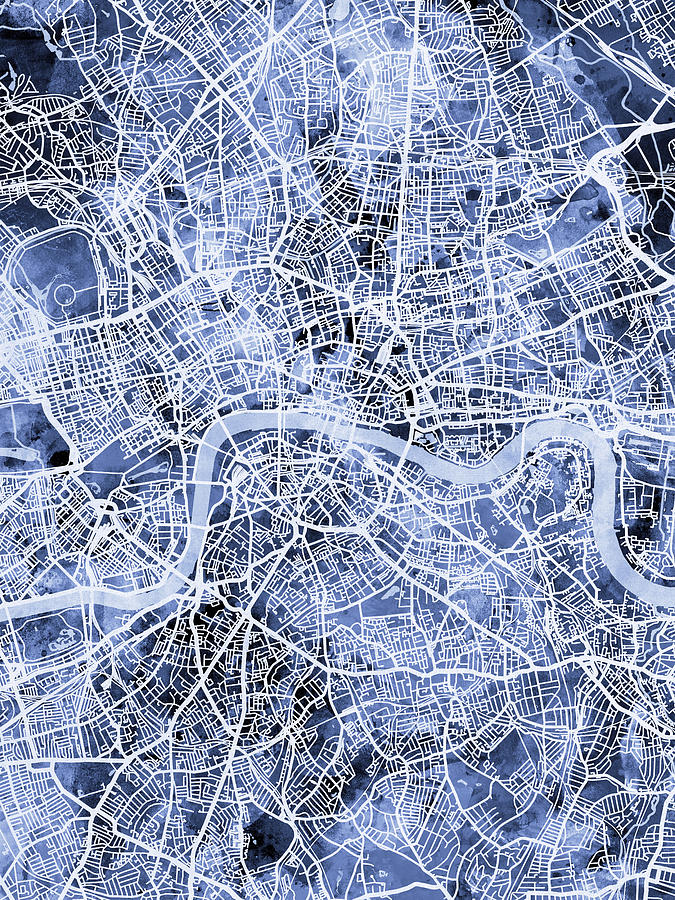 London England Street Map #22 Digital Art by Michael Tompsett