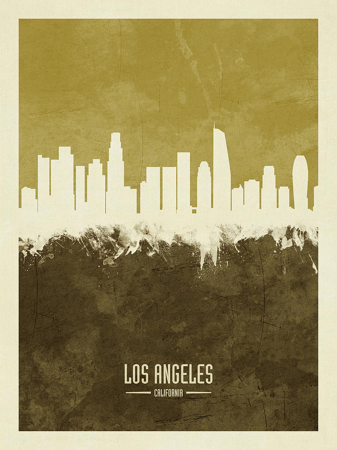 Los Angeles California Skyline #22 Digital Art by Michael Tompsett