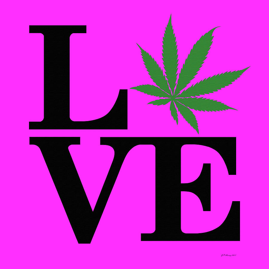 Marijuana Leaf Love Sign #22 Digital Art by Gregory Murray