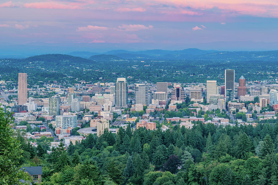 Portland Skyline at Sunset Photograph by Cityscape Photography - Fine ...