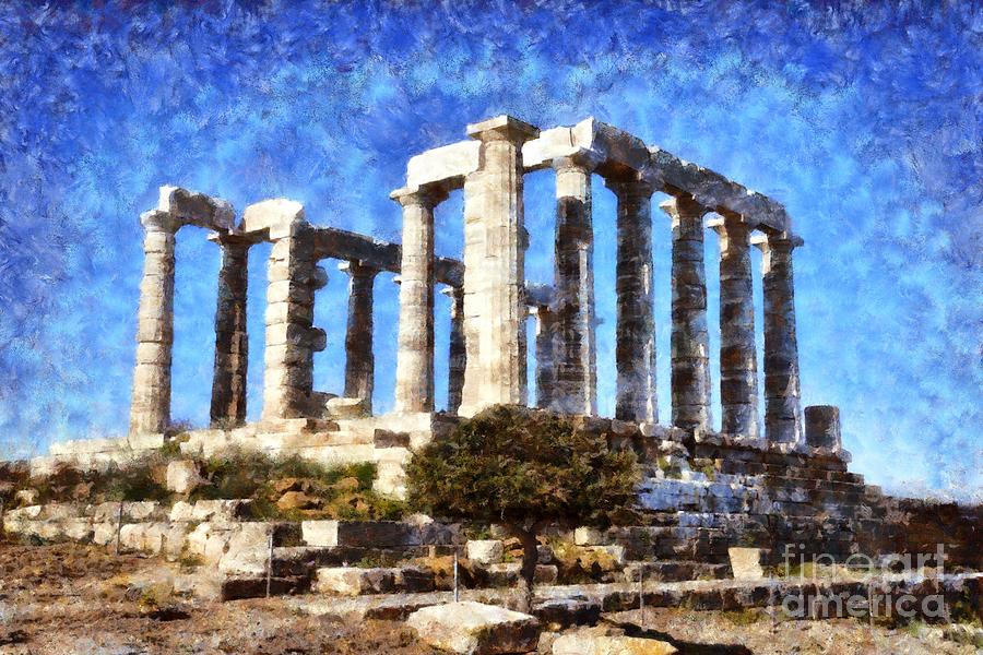 Temple of Poseidon #23 Painting by George Atsametakis