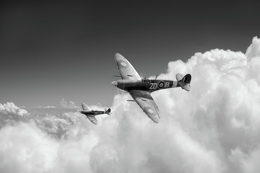 222 Squadron Spitfires above clouds Photograph by Gary Eason