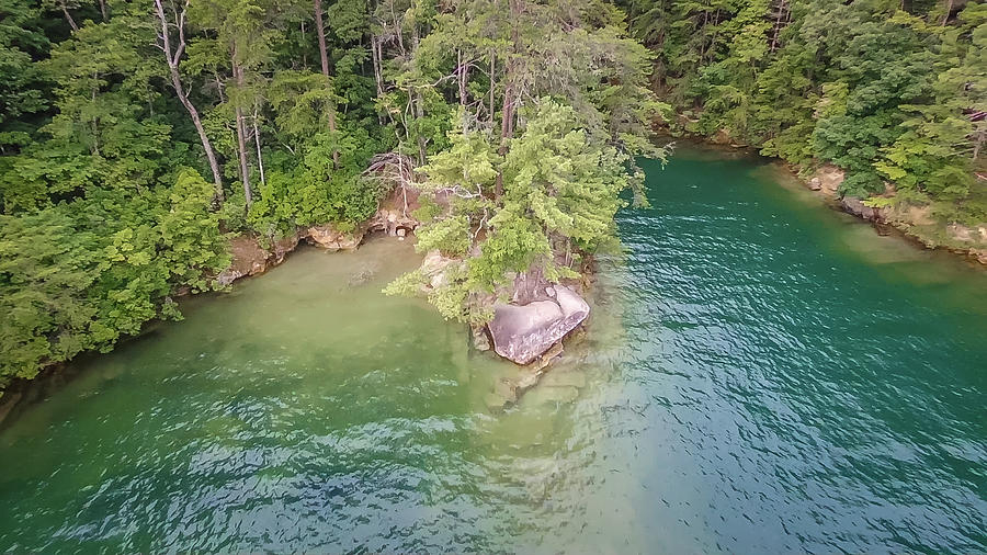 aerial of South Carolina Lake Jocassee Gorges Upstate Mountains #23 Photograph by Alex Grichenko