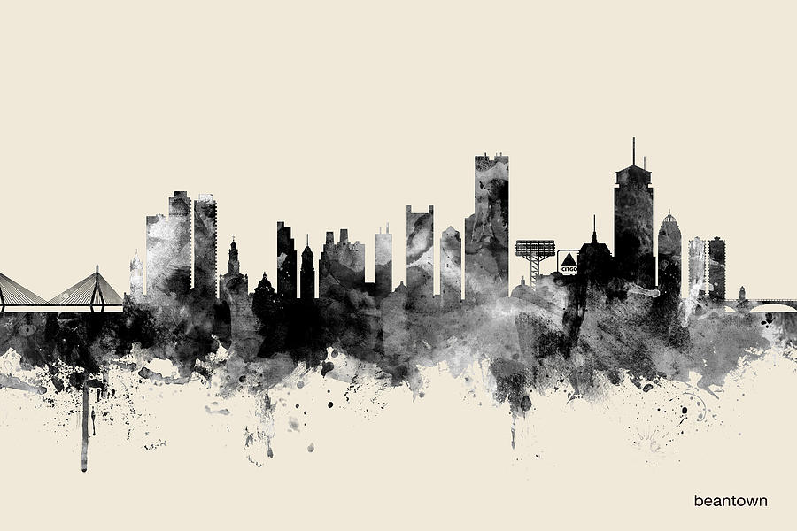 Boston Digital Art - Boston Massachusetts Skyline #23 by Michael Tompsett