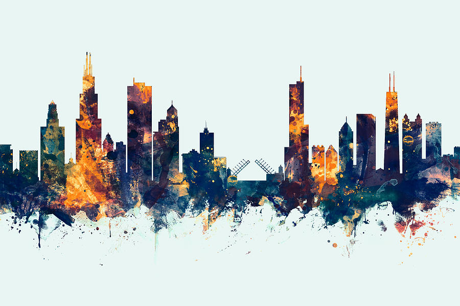 Chicago Illinois Skyline #23 Digital Art by Michael Tompsett