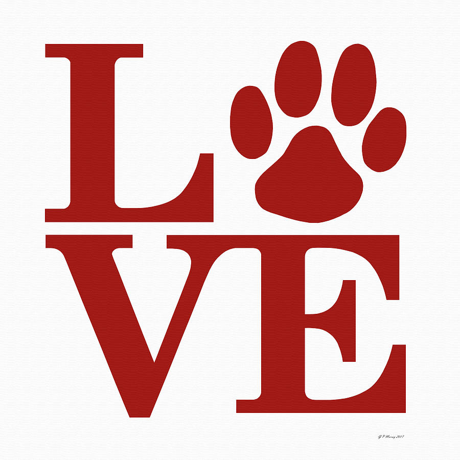 Sign Digital Art - Dog Paw Love Sign #23 by Gregory Murray
