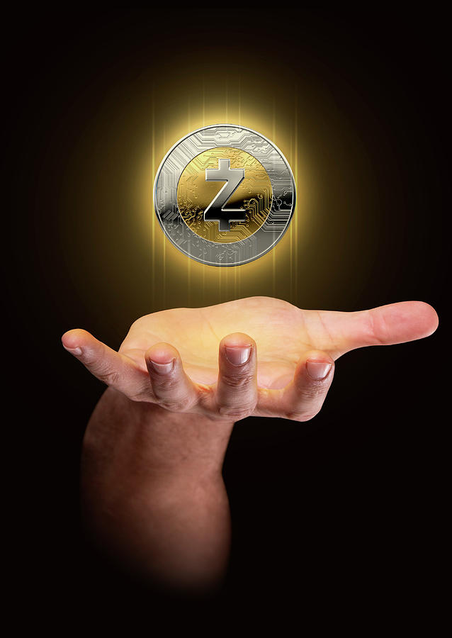 Coin Digital Art - Hand With Cryptocurrency Hologram #23 by Allan Swart
