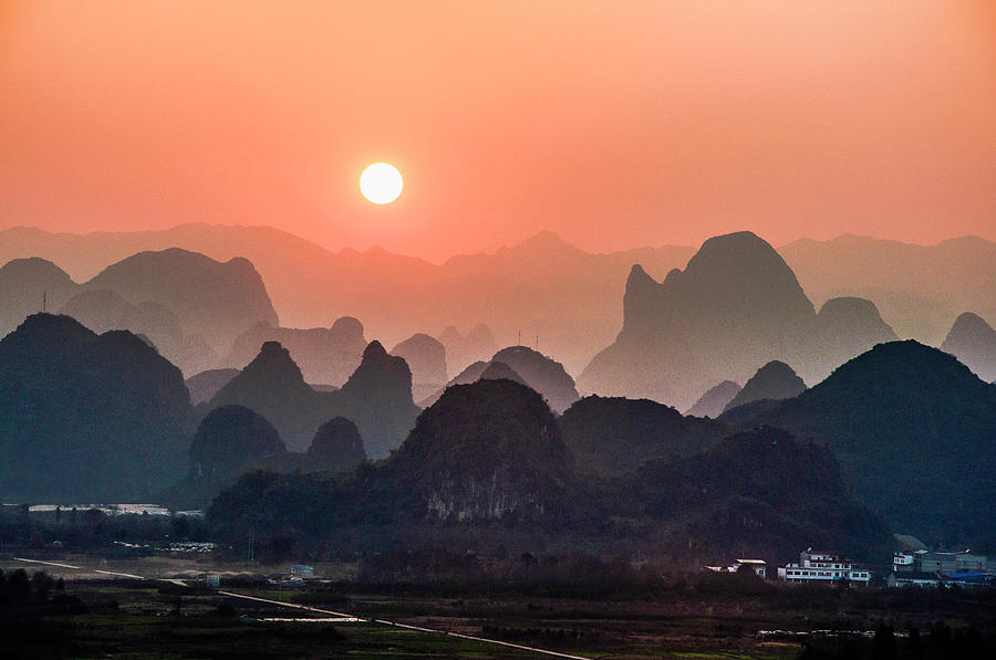 Karst mountains scenery in sunset #23 Photograph by Carl Ning