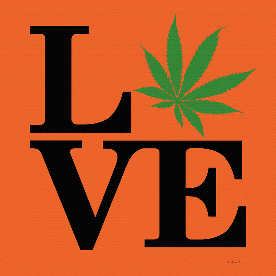 Marijuana Leaf Love Sign #23 Digital Art by Gregory Murray