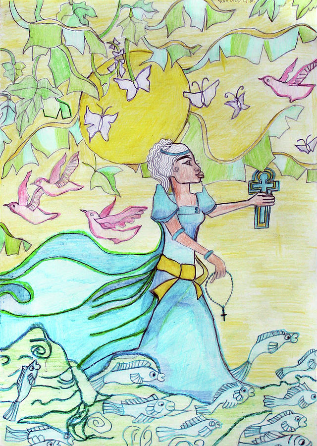 Our Lady Star of The Sea #23 Painting by Gloria Ssali