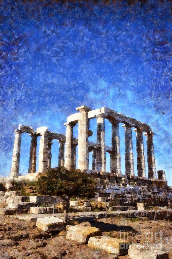 Temple of Poseidon #24 Painting by George Atsametakis