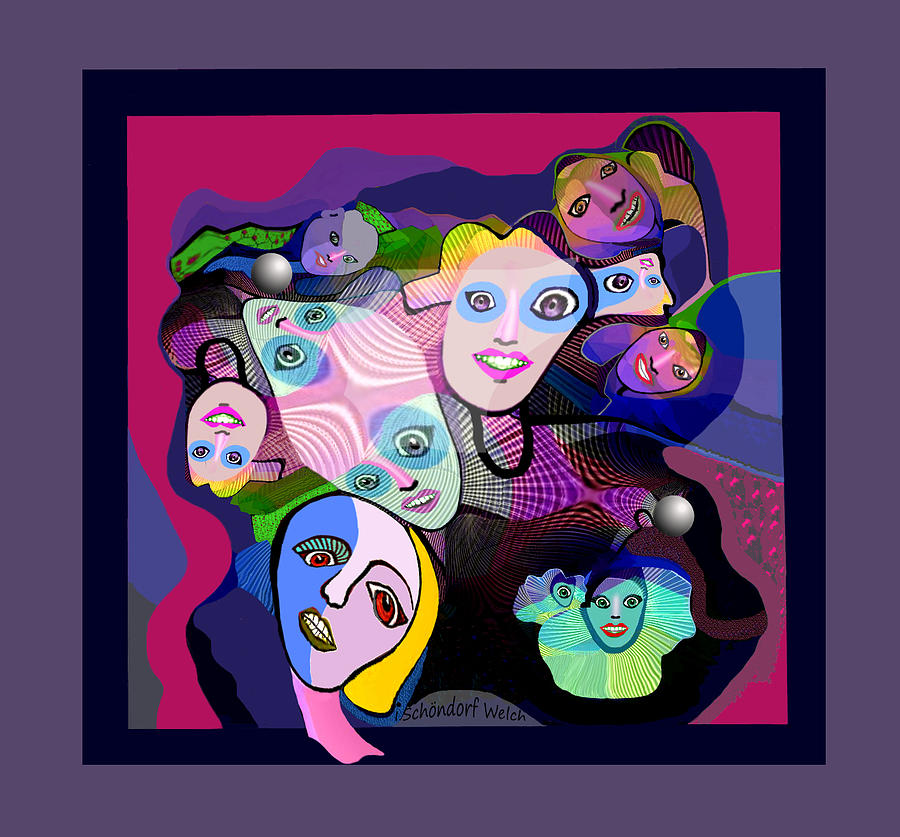 2305 - the Funny Faces 2017 Digital Art by Irmgard Schoendorf Welch