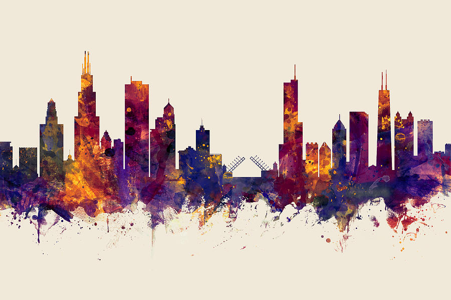 Chicago Illinois Skyline #24 Digital Art by Michael Tompsett