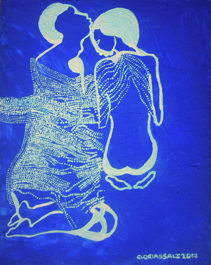 Dinka in Blue - South Sudan #24 Painting by Gloria Ssali