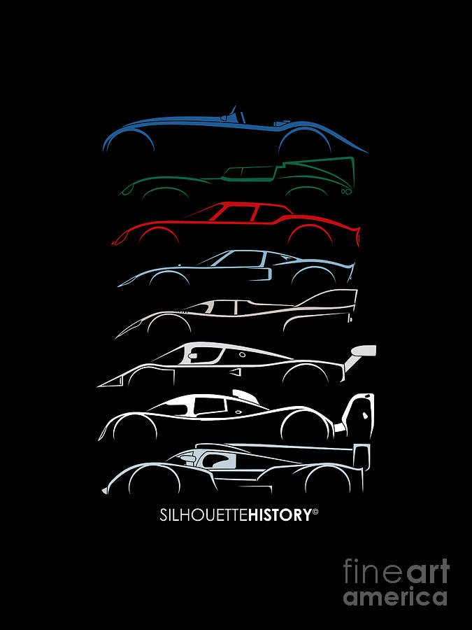 24 Hours Race Cars SilhouetteHistory Digital Art by Gabor Vida
