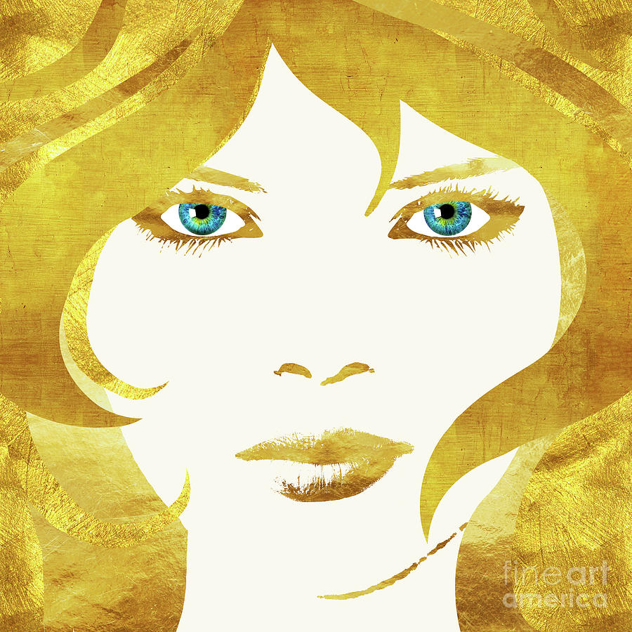Woman In Gold Painting - 24 Karat Babe, woman in gold fashion art by Tina Lavoie