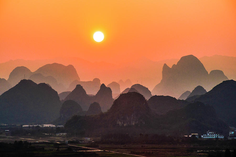 Karst mountains scenery in sunset #24 Photograph by Carl Ning