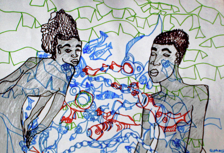 Kintu and Nambi Loves Puzzle #24 Painting by Gloria Ssali