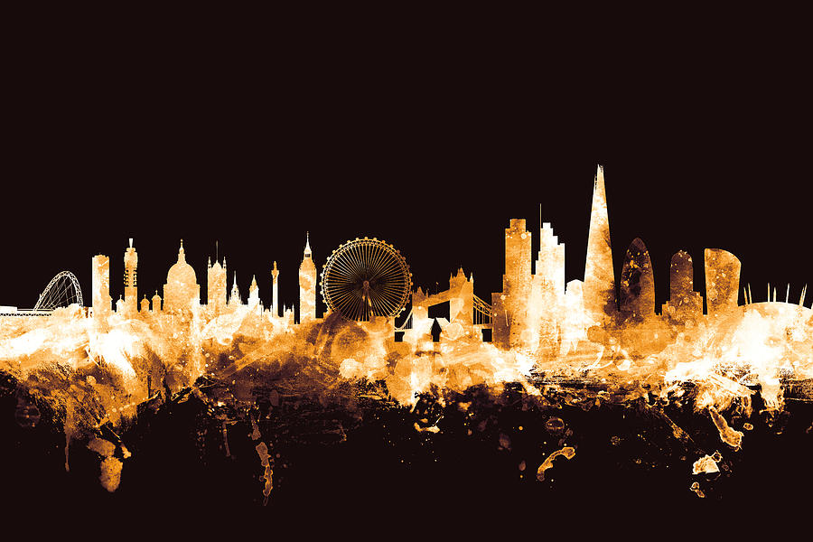 London Digital Art - London England Skyline #24 by Michael Tompsett