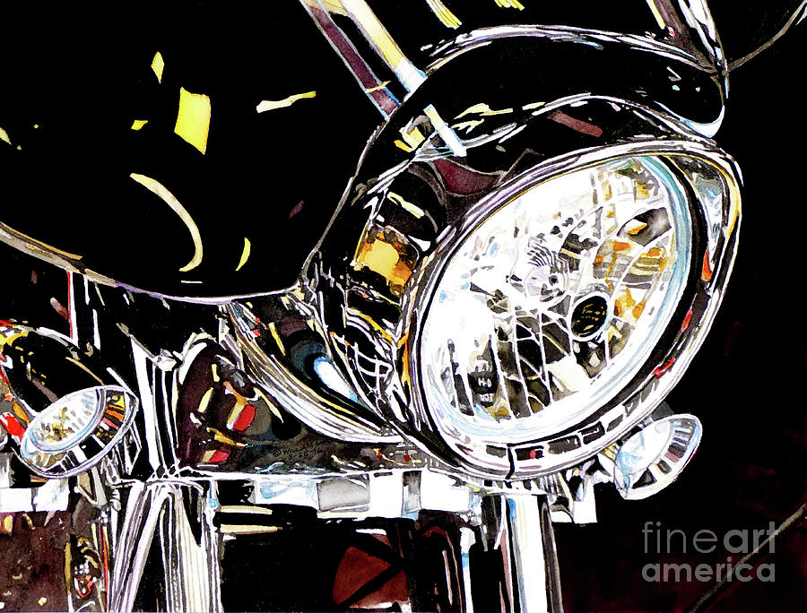 #243 Motorcycle Headlight #243 Painting by William Lum