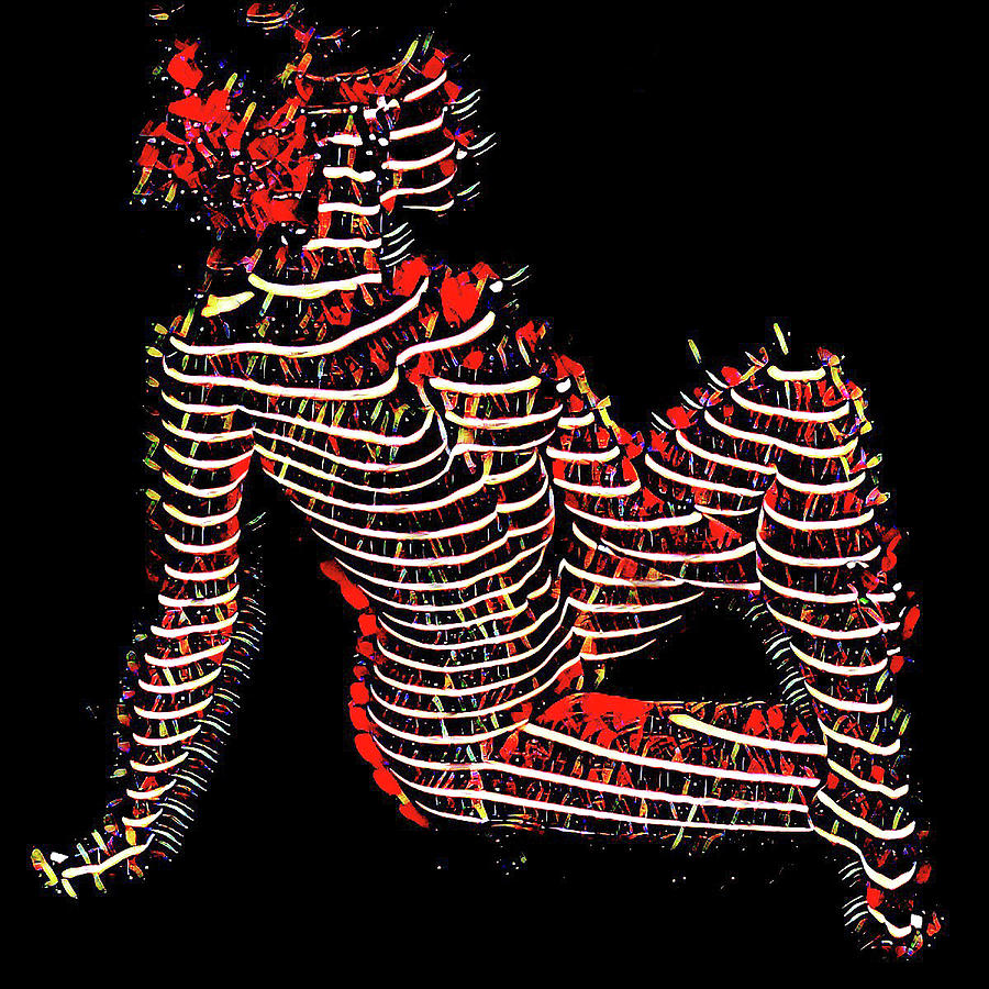 2450s-MAK Lined by Light Nude Woman Rendered as Abstract Oil Painting Digital Art by Chris Maher