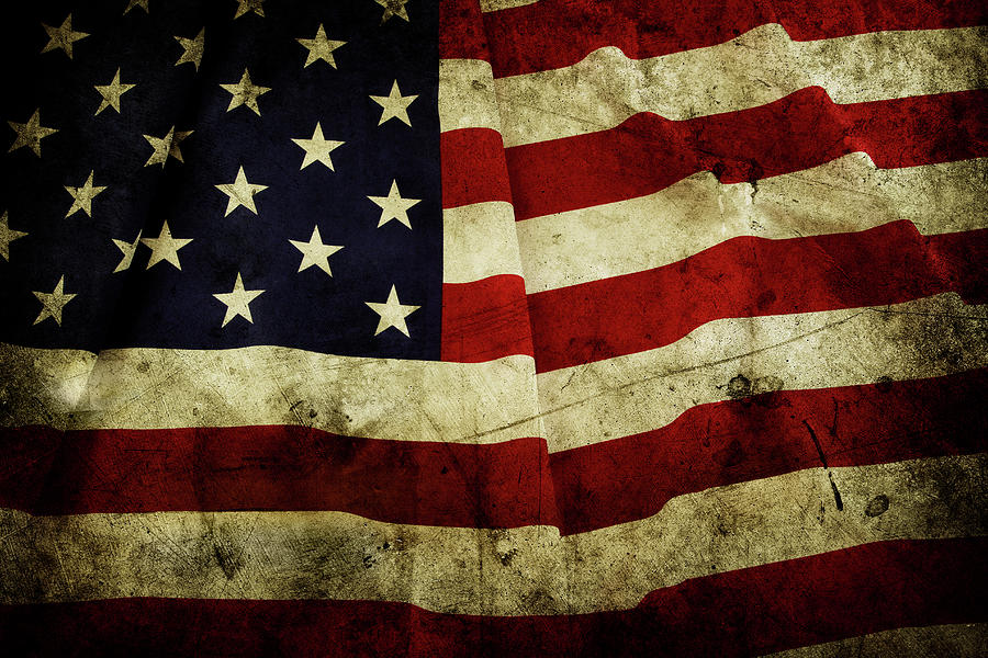 Grunge American flag 8 Photograph by Les Cunliffe