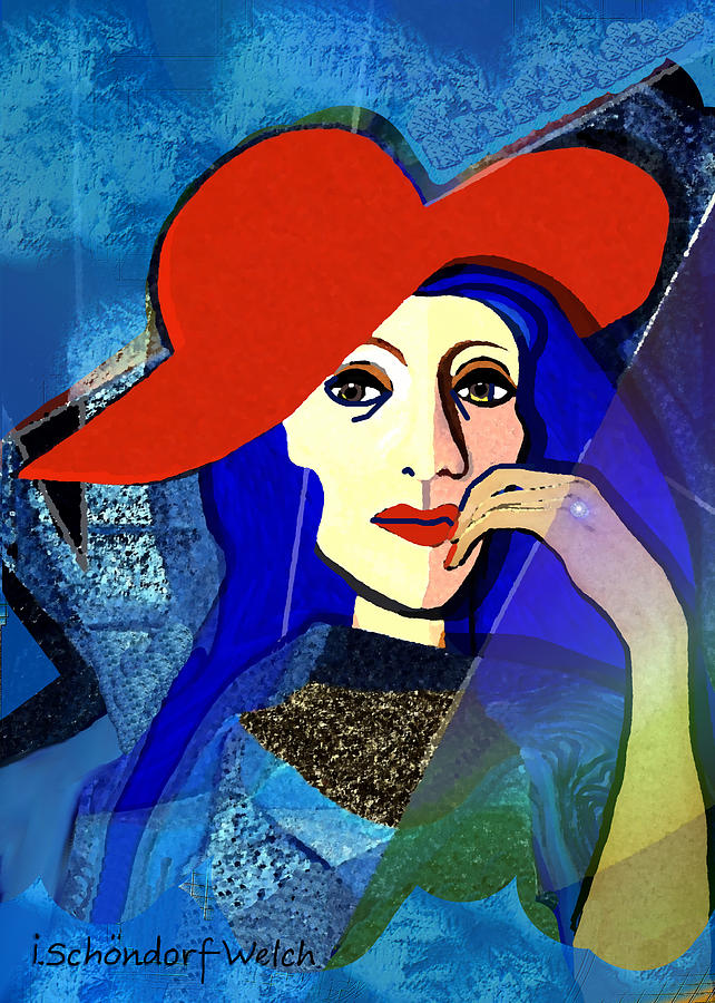 2493  Pensive Lady A Digital Art by Irmgard Schoendorf Welch