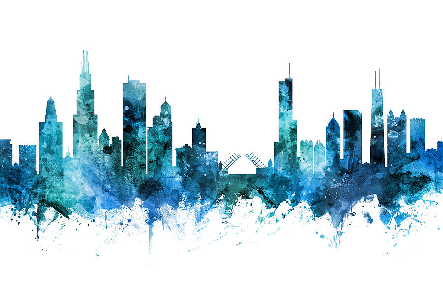 Chicago Illinois Skyline #25 Digital Art by Michael Tompsett