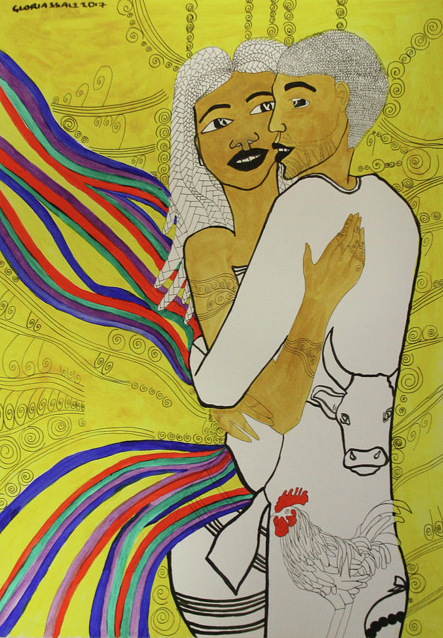 Kintu and Nambi A Ugandan Folktale #25 Painting by Gloria Ssali