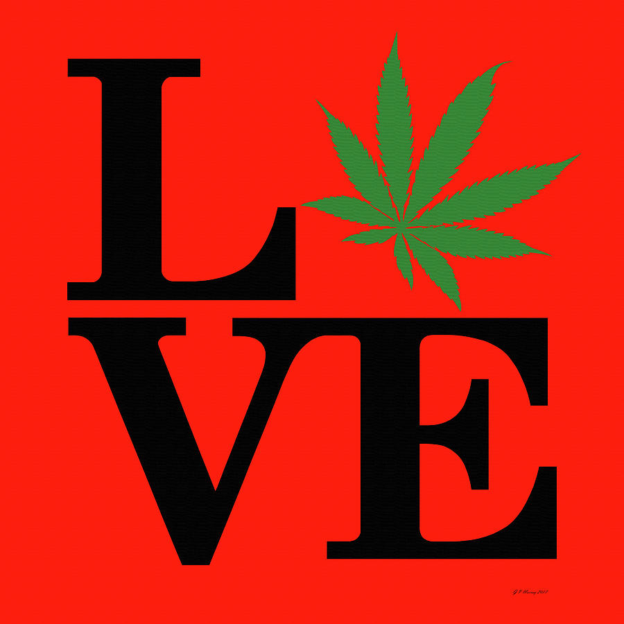 Marijuana Leaf Love Sign #25 Digital Art by Gregory Murray