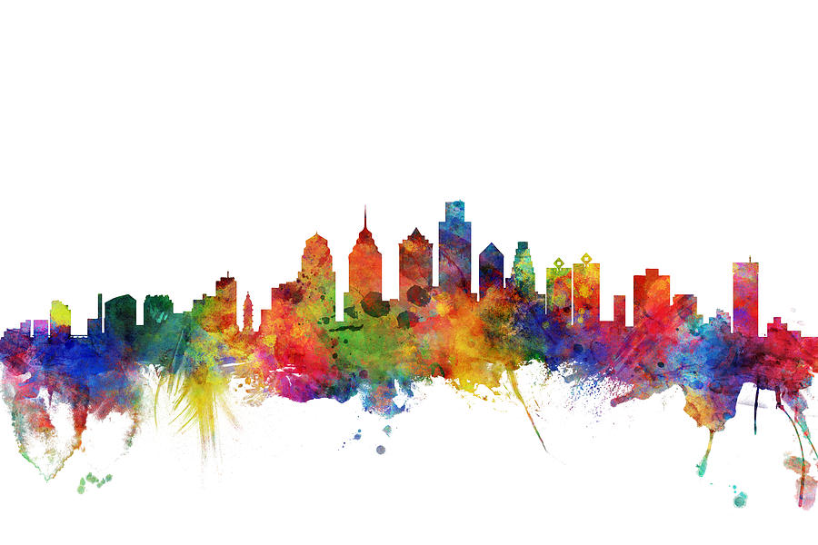 Philadelphia Digital Art - Philadelphia Pennsylvania Skyline #25 by Michael Tompsett
