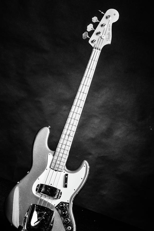 251.1834 Fender 1965 Jazz Bass Black and White #2511834 Photograph by M K Miller