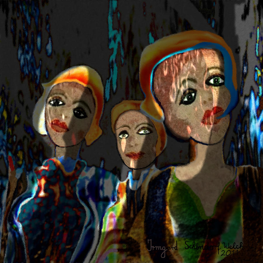252 - Three young girls    Digital Art by Irmgard Schoendorf Welch