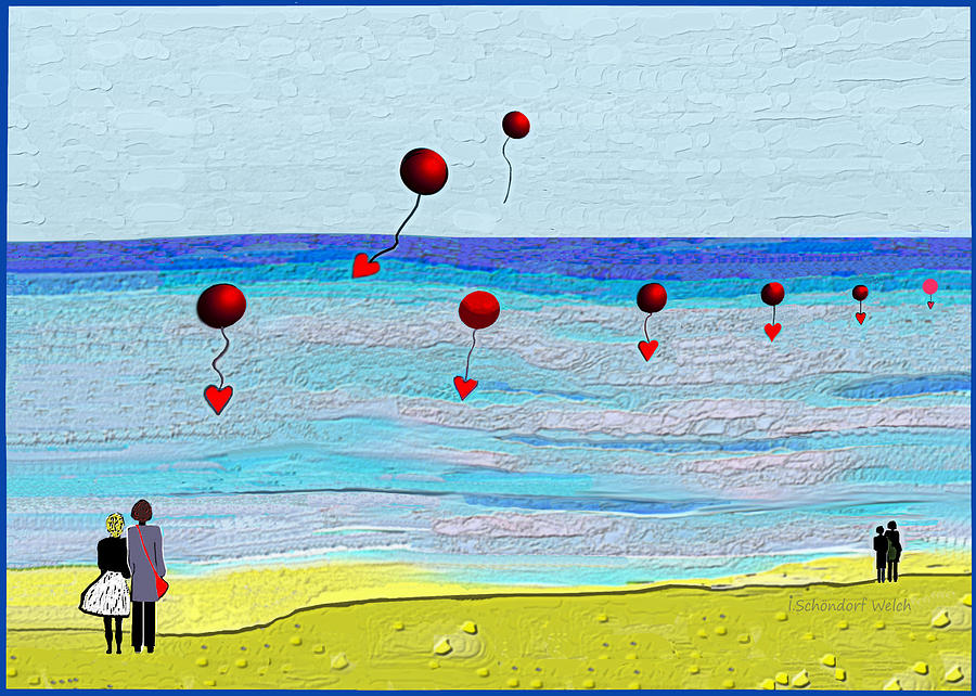 2534 Walk On the Shore A Digital Art by Irmgard Schoendorf Welch