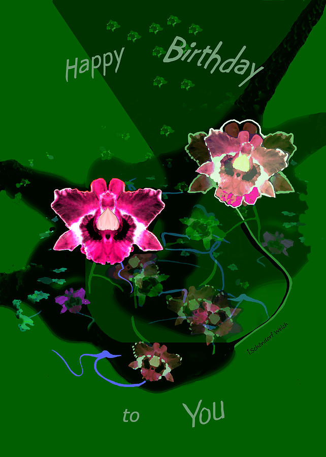2536 Simple Flower Birthday Card A Digital Art by Irmgard Schoendorf Welch