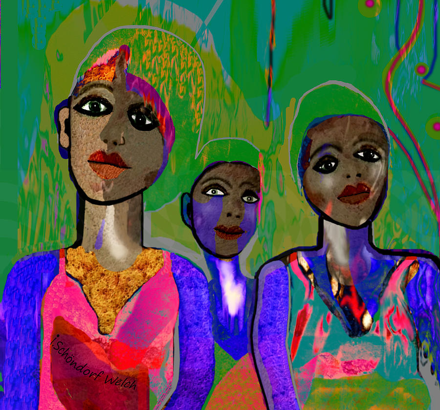 254   Three young girls V Digital Art by Irmgard Schoendorf Welch