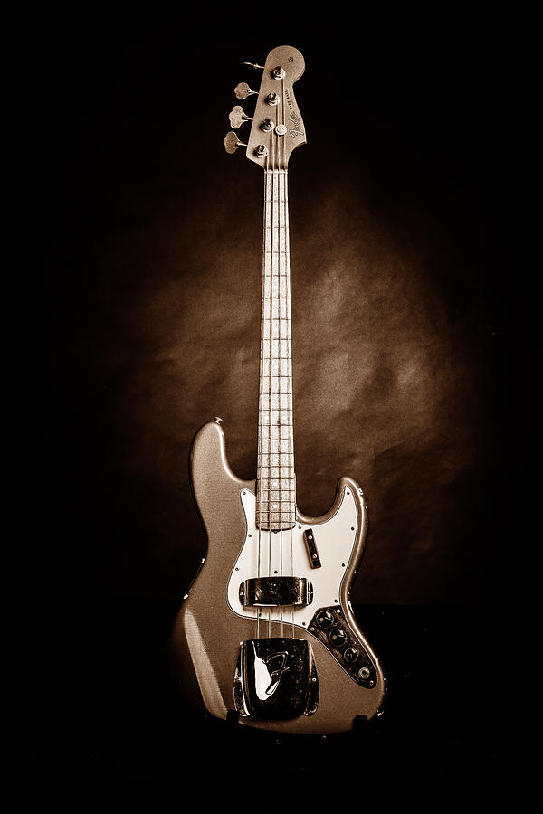 254.1834 Fender 1965 Jazz Bass Black and White #2541834 Photograph by M K Miller