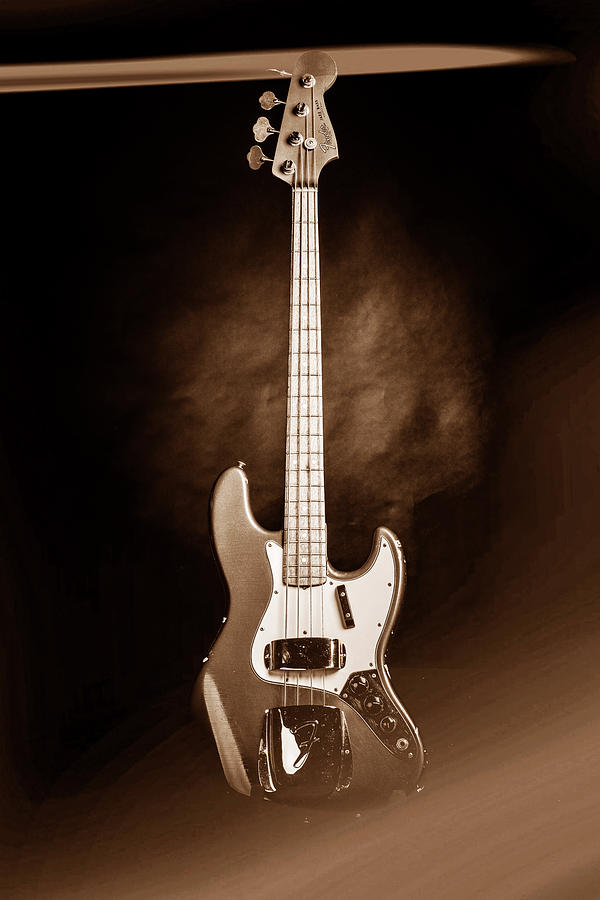 256.1834 Fender 1965 Jazz Bass Black and White #2561834 Photograph by M K Miller