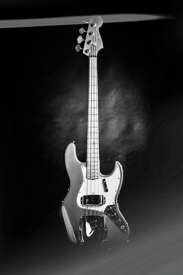 257.1834 Fender 1965 Jazz Bass Black and White #2571834 Photograph by M K Miller