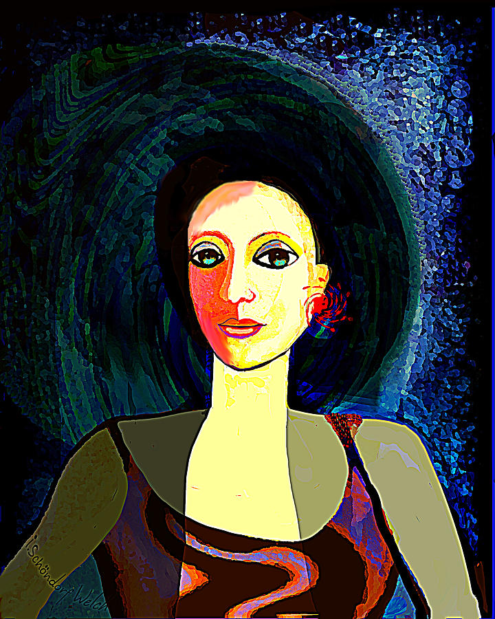 2578 Portrait of a young  lady 2017 V Digital Art by Irmgard Schoendorf Welch