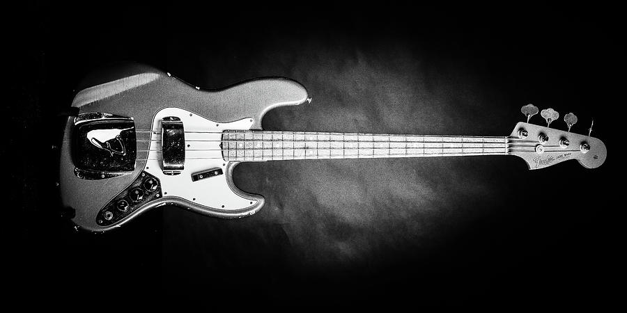 259.1834 Fender 1965 Jazz Bass Black and White #2591834 Photograph by M K Miller